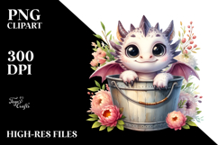 Cute Baby Dragon by the Bucket, Transparent PNG Product Image 2
