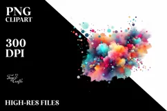 Colorful Watercolor Particles | Sublimation | Clipart Product Image 1