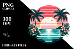 Retro Tropical Sunset Clipart Product Image 2