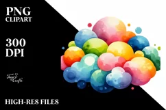 Colorful Simple Watercolor Cloud Sublimation Clipart Product Image 1