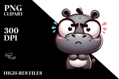Ridiculously Cute Hippo with Dramatic Sass, PNG Product Image 2