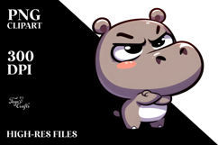 Cute Hippo with Dramatic Sass, PNG Product Image 2