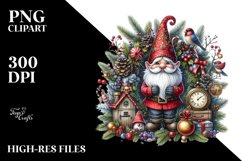 Detailed Watercolor Christmas Gnome, Transparent PNG Product Image 1