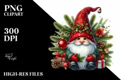 Detailed Watercolor Christmas Gnome, Transparent PNG Product Image 1