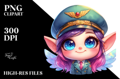 Vibrant Watercolor Baby Fairy with Pilot&#039;s Cap, High-Res PNG Product Image 2