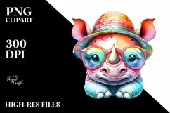 Cute Baby Rhino Sunglasses Clipart Product Image 1