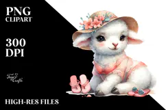 Digital Watercolor Cute Lamb, Beachwear PNG Product Image 2