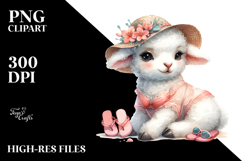 Digital Watercolor Cute Lamb, Beachwear PNG Product Image 2