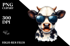 Angry Baby Cow with Sunglasses PNG Product Image 2
