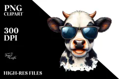 Angry Baby Cow with Sunglasses PNG Product Image 2