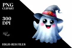 Funny Watercolor Halloween Sticker Clipart Product Image 1