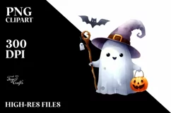 Funny Watercolor Halloween Sticker Clipart Product Image 1
