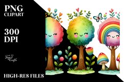 Cute Rainbow Trees Watercolor PNG Product Image 2