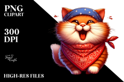Whimsical Cat with Bandana PNG Product Image 2
