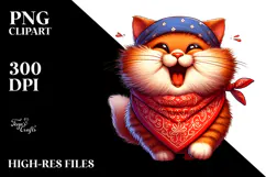 Whimsical Cat with Bandana PNG Product Image 2