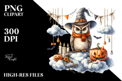 Halloween Owl Sitting on Cloud PNG Product Image 2