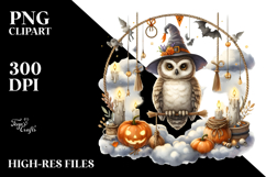 Owl on Cloud Halloween PNG Product Image 2
