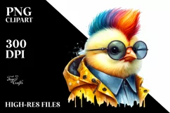 Happy Baby Chicken Watercolor PNG Product Image 1