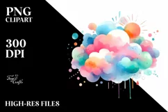 Colorful Pastel Cloud Watercolor Clipart Product Image 1