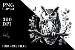 Simple Digital Owl Painting, PNG Product Image 2