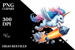 Baby Unicorn Space Dive, Vibrant PNG Product Image 3