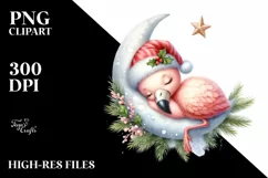 Cute Baby Flamingo Sleeping Christmas | Sublimation Clipart Product Image 3