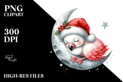 Baby Flamingo Dressed for Summer Moon Clipart Product Image 3