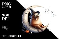 Walrus on Moon Halloween PNG Product Image 2