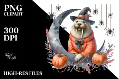 Watercolor Halloween Frog Sitting on Cloud PNG Product Image 2