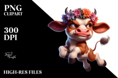 Goofy Baby Calf with Flower Crown PNG Product Image 2