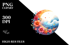 Vibrant Wimsical Moon Clouds | Clipart Product Image 2