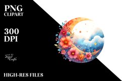 Vibrant Wimsical Moon Clouds | Clipart Product Image 1