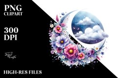 Vibrant Wimsical Moon Clouds | Clipart Product Image 1