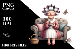 Watercolor Lady with Tea Cup | Clipart Product Image 2