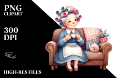 Watercolor Lady with Tea Cup | Clipart Product Image 2