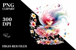 Colorful Fairy Tumbling with Petals Clipart Product Image 3