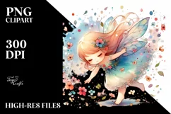 Colorful Fairy Tumbling with Petals Clipart Product Image 3