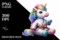 Baby Unicorn Karate Master, Vibrant PNG Product Image 1