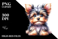 Happy Yorkshire Terrier, Watercolor PNG Product Image 2