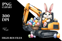 Funny Bunny with Excavator PNG Product Image 2