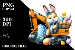 Funny Bunny with Excavator PNG Product Image 2