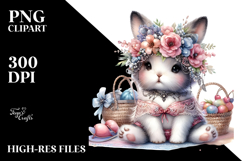 Adorned Rabbit in Beachwear, Digital Watercolor PNG Product Image 2