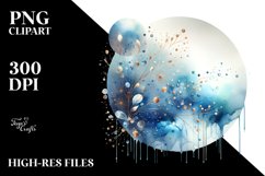 Colorful Blueis Watercolor Background with Metalic Product Image 1