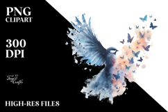 Bird Made of Butterfly Silhouettes PNG Product Image 2