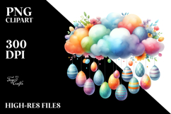 Colorful Cloud Easter Eggs PNG Product Image 2