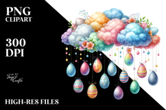 Colorful Cloud with Hanging Easter Eggs, PNG Product Image 2