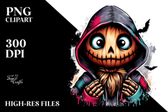 Funny Scarecrow with Spooky Hoodie PNG Product Image 2