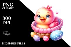 Smiling Cute Baby Duck with Cradle PNG Product Image 2