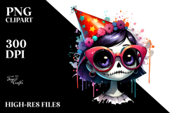 Graceful Ghoul Girl with Party Hat, High-Res PNG Product Image 2
