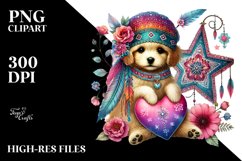 Colorful Puppy Holding Heart PNG Product Image 2